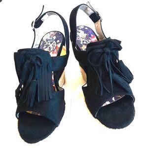 Christian Lacroix Angelina Women’s Open Toe Strappy Platform Heels Sandals Black